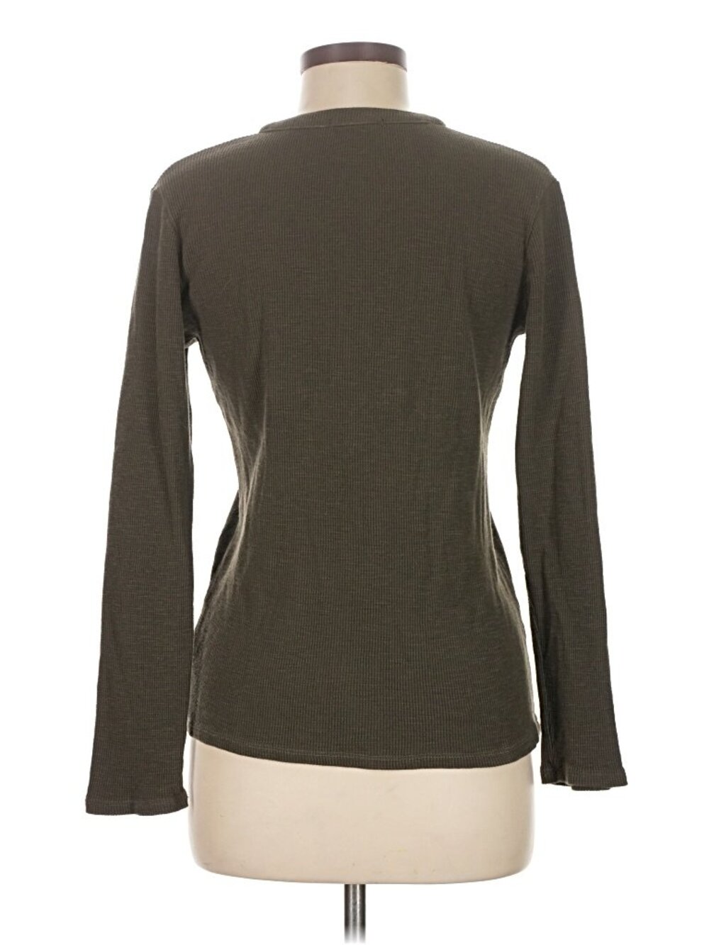 Standard James Perse Waffle Knit Long Sleeve Henley Top Olive Size 3 L - Picture 4 of 7